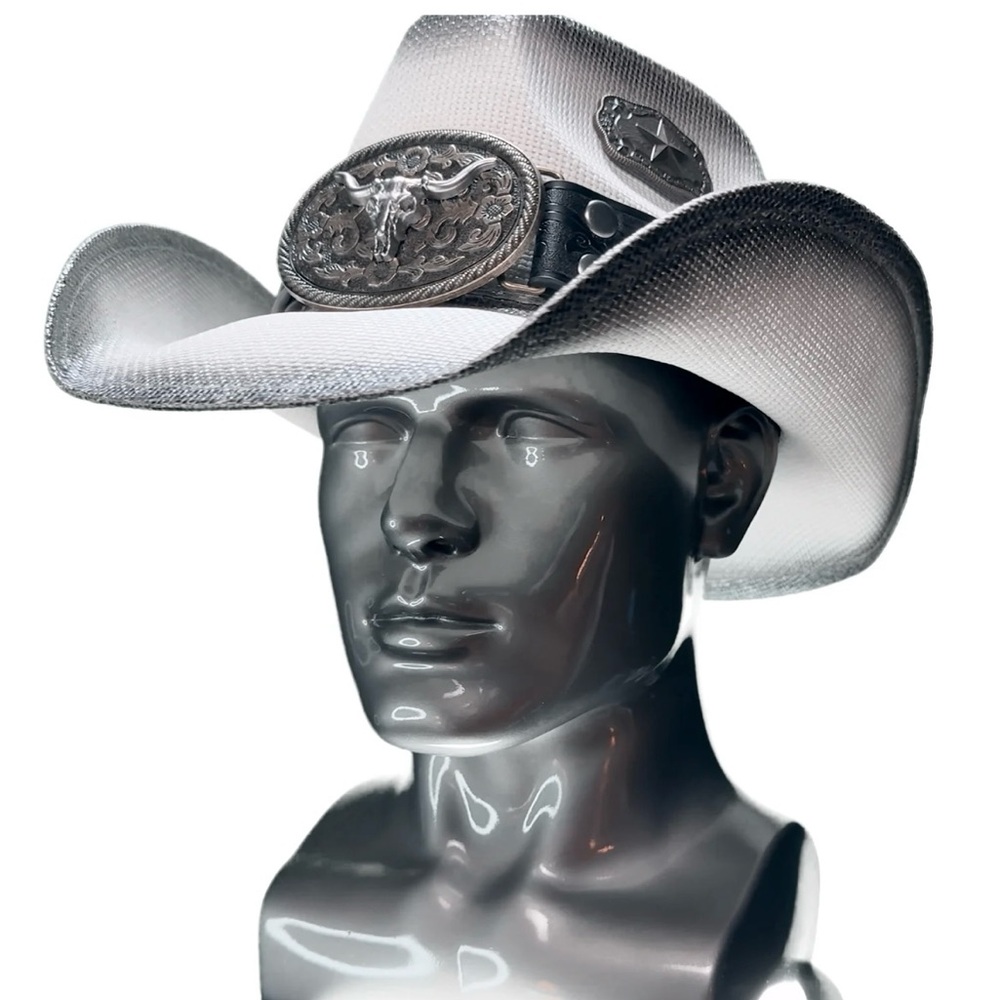 White Cowboy Hat with Silver Accents